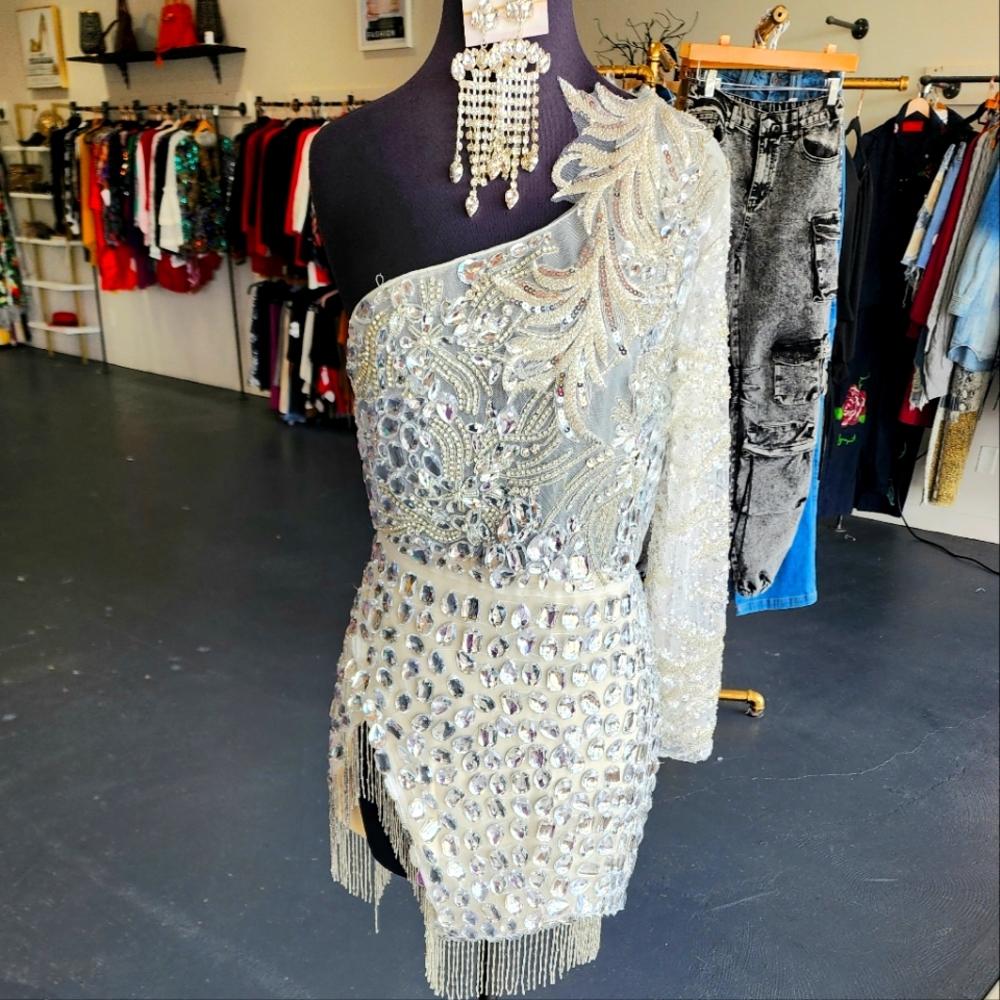 Rhinestone fringe and Crystal Dress